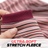 WienieDay Four-Legged Dachshund Shirt, Striped Thermal Velvet Fleece, Adjustable Back Fit, Stretchy Cozy Outfit for Mini Dachshunds & Small/Medium Dogs (Pink, Small(7-11lbs))