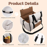 BEBAS Dog Car Seats for Small Dogs up to 25 lbs, Waterproof Dog Booster Carseat with Storage Pockets, Thickened Memory Foam & Clip-On Safety Leash, Pet Back Seat Puppy Travel Carrier, Beige
