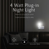 Projectpak Plug in Night Light with Manual On/Off Switch for Hallway, Kid’s Bedroom, Stairways – Includes 4W Bulb | 4 Pack