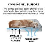 Furhaven Cooling Gel Dog Bed for Large Dogs w/ Removable Bolsters & Washable Cover, For Dogs Up to 125 lbs - Plush & Almond Print L Shaped Chaise - Gray Almonds, Jumbo Plus/XXL