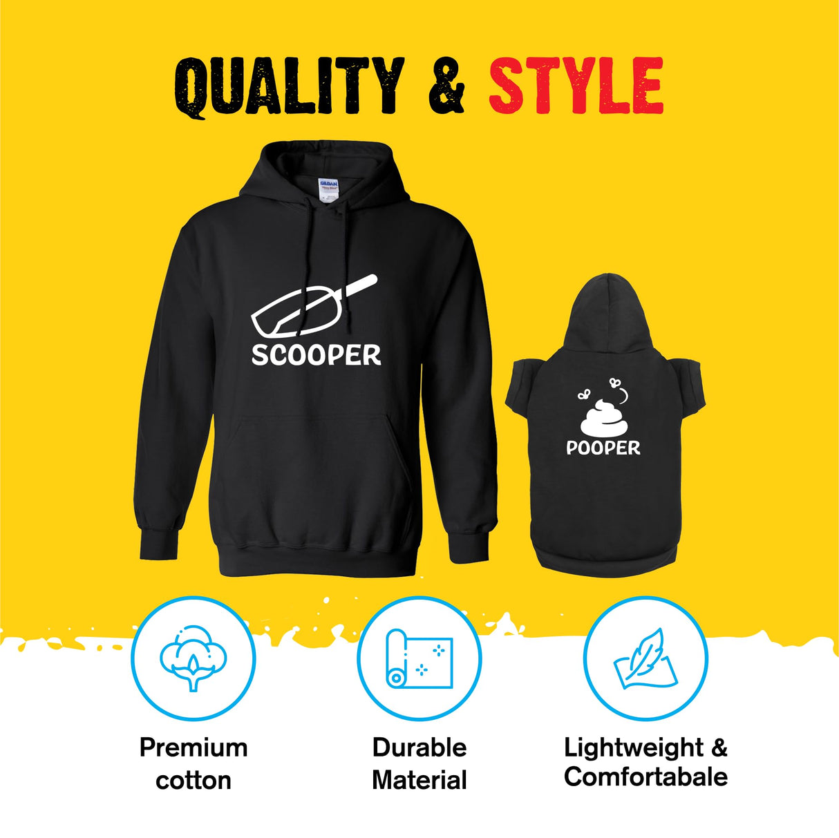 Matching Hoodies for Dogs and Humans - Funny Scooper Pooper Matching Dog and Owner Sweaters - Soft Dog Sweatshirt Set