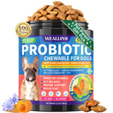 Dog Probiotics Chews 500 Chews, Sensitive Stomach Support Crunchy Shell with Krill Core, Triple Probiotics & Prebiotics, Digestion, Immunity & Skin Care, Chicken Flavor, for All Breeds & Sizes Dogs