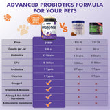 DRFOSTER Probiotics for Dogs, Freeze-Dried Dog Probiotics and Digestive Enzymes, Plus Omega-3 for Itchy Skin, Prebiotics for Digestive Health, Dog Vitamins and Supplements for Immune Health, 180 Bites