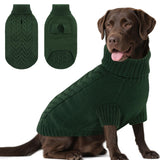 Dog Sweaters for Large Dogs Classic Turtleneck Dog Christmas Sweater Thick Warm Pullover Male Puppy Pet Stretch Knitwear Fall Winter Clothes with Leash Hole(Green, 2XL)