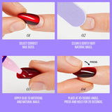 Core, Press On Nails, Nail glue included, 'Full of Fun', Black, Medium Size, Almond Shape, Includes 32 Nails, 2g Glue, 1 Manicure Stick, 1 Mini File