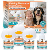 JTEWZX Dog Calming Pheromones Diffuser to Calm Pet Reduce Aggression Fighting Barking Stress 7 in 1 Advanced Kit Appeasing Pheromone Diffuser 3 Plug in+4 Pack 48ml Refill