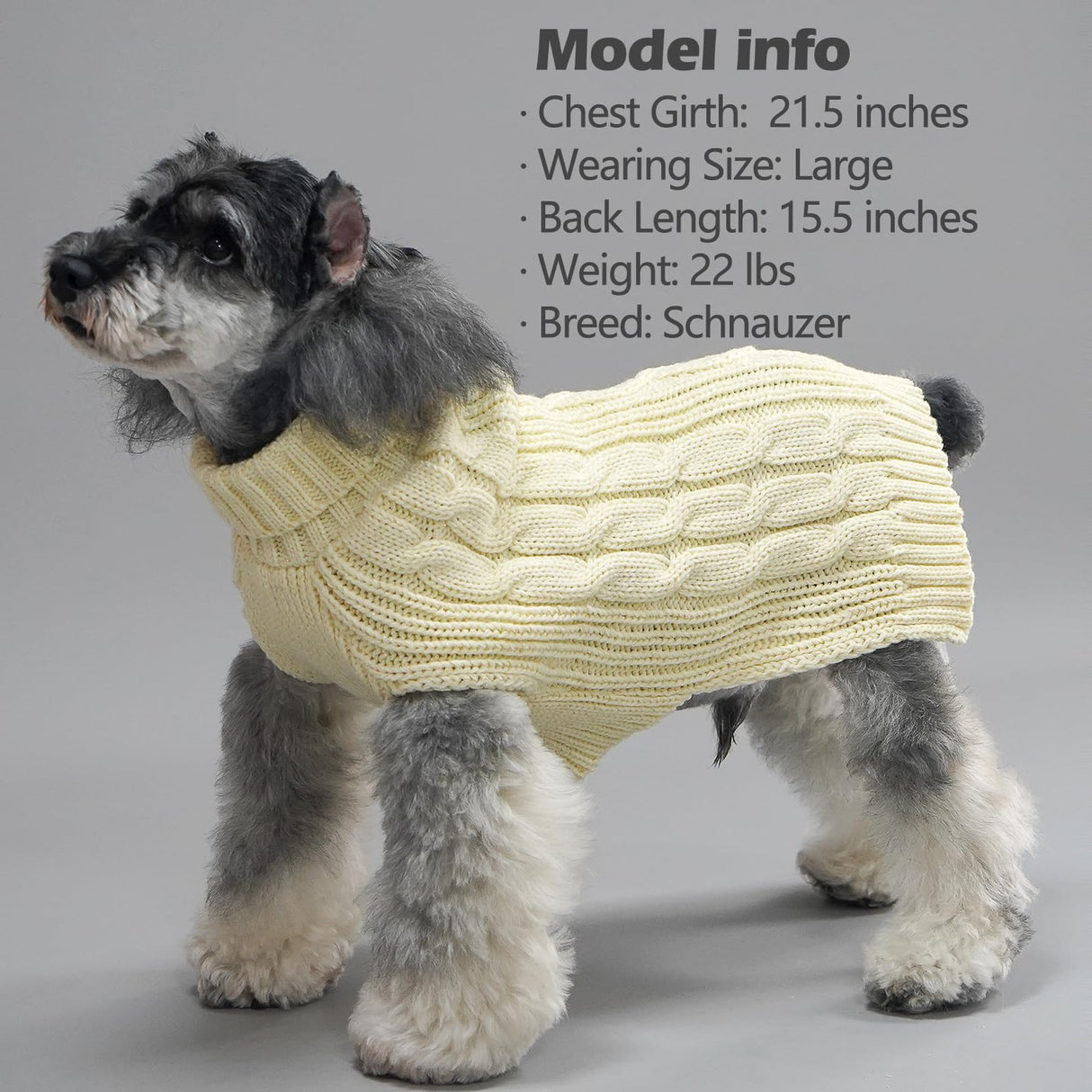KYEESE Dog Sweaters for Medium Dogs with Golden Thread Turtleneck Dog Cable Knit Pullover Sweaters for Cold Weather, Beige, X-Large