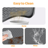 Bartuke Silicone Dog Bed Mat, 50"x 35" Crate Mat for Dog Cages, Kennel Mat with Raised Edge, Washable, Waterproof, Leakproof, Protect Floors (Dark Grey)
