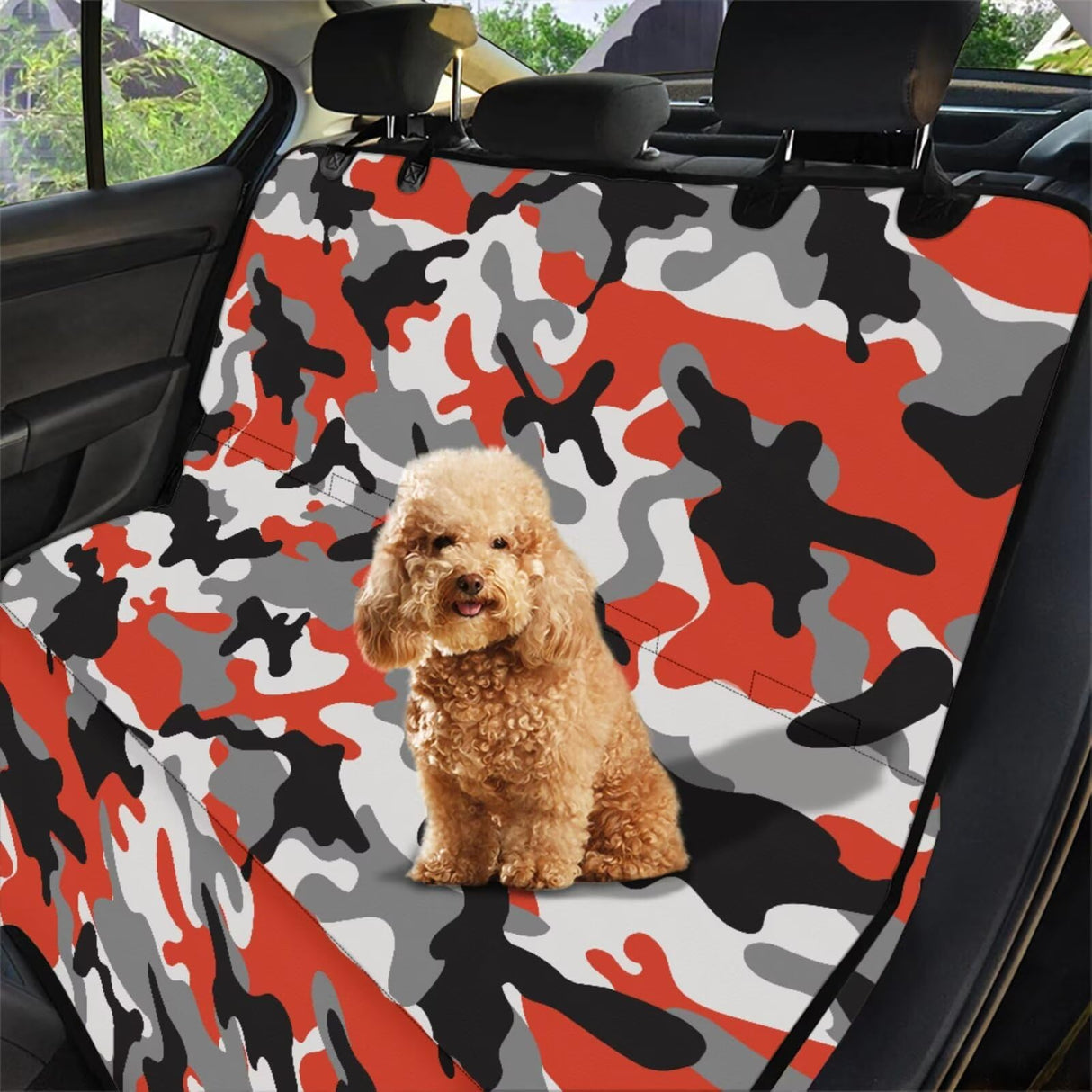 Tomeusey Camouflage Backseat Pet Bed Mat,Pet Bandana and Garbage Bag, Dog Seat Cover for Car Back Seat, Non-Slip Travel Pet-Friendly Seat Cover for Cars SUVs and Trucks L