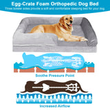 Orthopedic Bolster Dog Bed, Waterproof Lining Dog Bed with Egg-Crate Foam Sofa, Non-Slip Bottom Dog Couch with Washable Removable Cover for Medium Large Extra Cat Dog (35x25x7.1 inches, Brown)