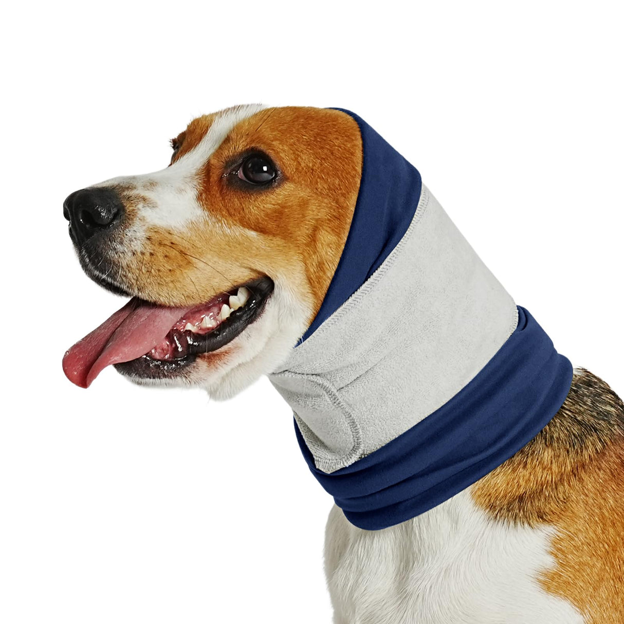 Dog Calming Hoodie for Anxiety Relief, Noise Cancelling, Triple-Layer Ear Muffs Protection Wrap with Silent Velcro; Essential During Grooming, Thunder, Fireworks or Hematoma (Blue,S)