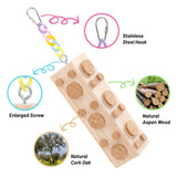 JONS NTY 2 Pcs Wooden Bird Chew Toys - 7.9 Inch Hanging Parrot Toys, with 92 Detachable Corks, Relieve Boredom & Anxiety, Foraging Toys, for Parakeet, Cockatiel, Conure, Budgie, Lovebird