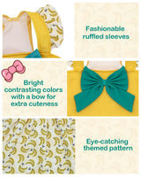 CuteBone Dog Dress for Small Dogs Girl, Banana Summer Dresses with Bow & Ruffle Sleeve, UPF50+ Sun Protection, Cute Pet Clothes for Puppy for Birthday Wedding Party Beach ZSFX03L