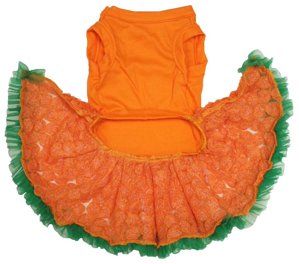 Petitebella Rhinestone Happy St Patrick's Day Puppy Dog Dress (Orange/Green Lace, Small)