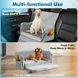 Large Dog Car Seat, Dogs Car Bed for Large Dogs Under 60 lbs or 2 Small Breeds, Comfortable Dog Booster Carseat with Memory Foam Thick Cushion, Detachable & Washable Pet Bed for Backseat, Grey