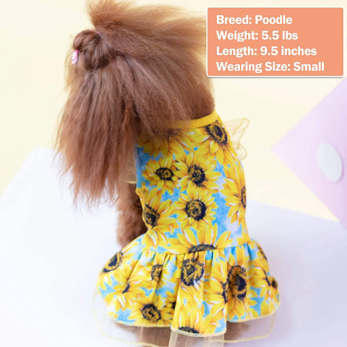 KYEESE Dog Dress for Medium Dogs Sunflower Dogs Sundress Tulle with Ruffle Sleeves Dog Apparel