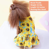 KYEESE Dog Dress for Medium Dogs Sunflower Dogs Sundress Tulle with Ruffle Sleeves Dog Apparel