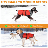 KOOLTAIL Dog Snow Jacket Winter Coat for Small Medium Dogs, Waterproof&Windproof Puppy Jacket with Fleece Lining and High Collar for Cold Weather, Warm Pet Snowsuit Vest Clothes with Leash Hole, Red S