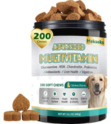 Advanced 24-in-1 Multivitamin Chews for Dogs - 200 Soft Chewable All-in-One Vitamin Support Supplement for Dog Joints, Gut Health, Skin & Coat with Omega-3, Probiotics & 12 Essential Vitamins