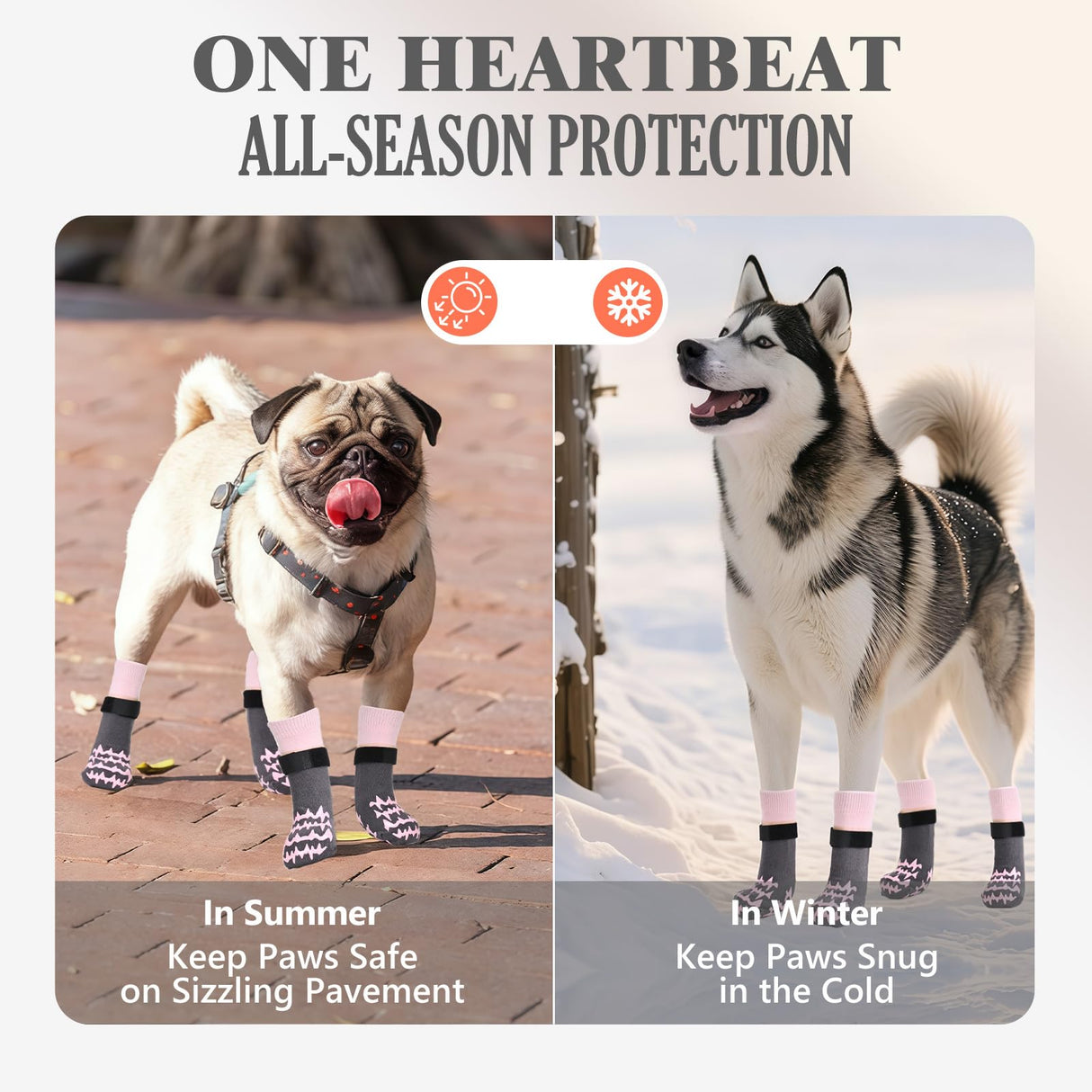 AIEDOULER Anti Slip Dog Socks to Prevent Licking Paws, Double-Sided Grippy Dog Socks for Hardwood Floors, No Twist Paw Protector for Hot/Cold Pavement, Dog Booties for Small Medium Large Senior Dogs