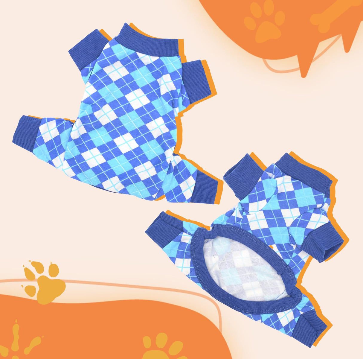 3 Pack Dog Pajamas Dog Onesie for Small Dogs, Lightweight Puppy PJs with Easy Snap Belly, Tail Opening Striped Checkered Sleepwear M