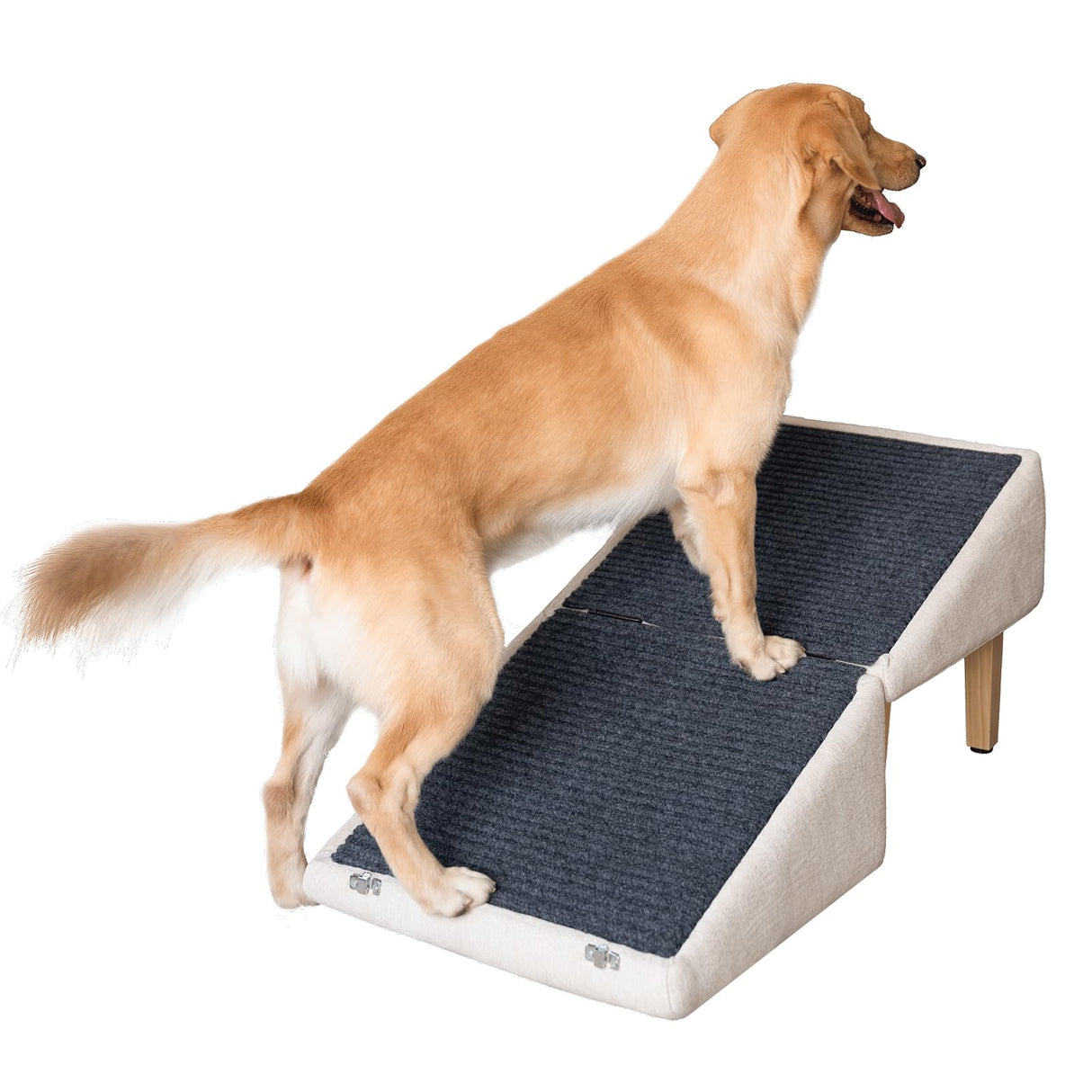 3-in-1 Dog Ramp with Storage – Pet Stairs for Dogs & Cats, Easy on Joints for Senior & Injured Pets, Hidden Storage Footstool, Anti-Slip, Supports 220 lbs, 18" High for Beds & Sofas