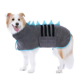 HezzLuv Super Absorbent Dog Bathrobe, Microfiber Bath Robe Towel for Fast Drying, Cozy Fit, Adjustable Belly Strap, Unique Dinosaur Design Dog Drying Coat for Bath, Rainy Walks & Cold Weather