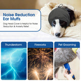 SUNFURA Dog Calming Hoodie, Dog Ear Muffs Noise Protection, Ear Wrap Hematoma for Dogs, Adjustable No Shake Head Cover Anxiety Relief, Grooming, Blow Drying, Fireworks, Thunderstorms, Grey S