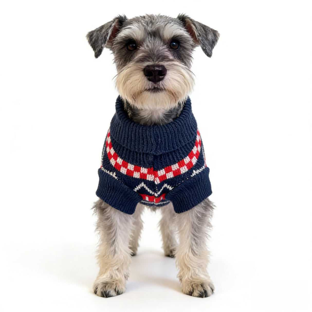 Small Dog Cold Weather Sweaters – Warm Knit Turtlenecks, Cozy Pet Pullovers Dog Clothes with Leash Hole for Chihuahua Bulldog Pug Beagles (Red/Navy, X-Large)