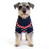 Small Dog Cold Weather Sweaters – Warm Knit Turtlenecks, Cozy Pet Pullovers Dog Clothes with Leash Hole for Chihuahua Bulldog Pug Beagles (Red/Navy, X-Large)