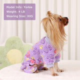 YIKEYO Dog Sweaters for Small Dogs, Dog Pajamas Winter Girl and Boy,Puppy 4 Legged Clothes Chihuahua Yorkie Teacup Jumpsuit Cute Feet Print(Purple, XXS)