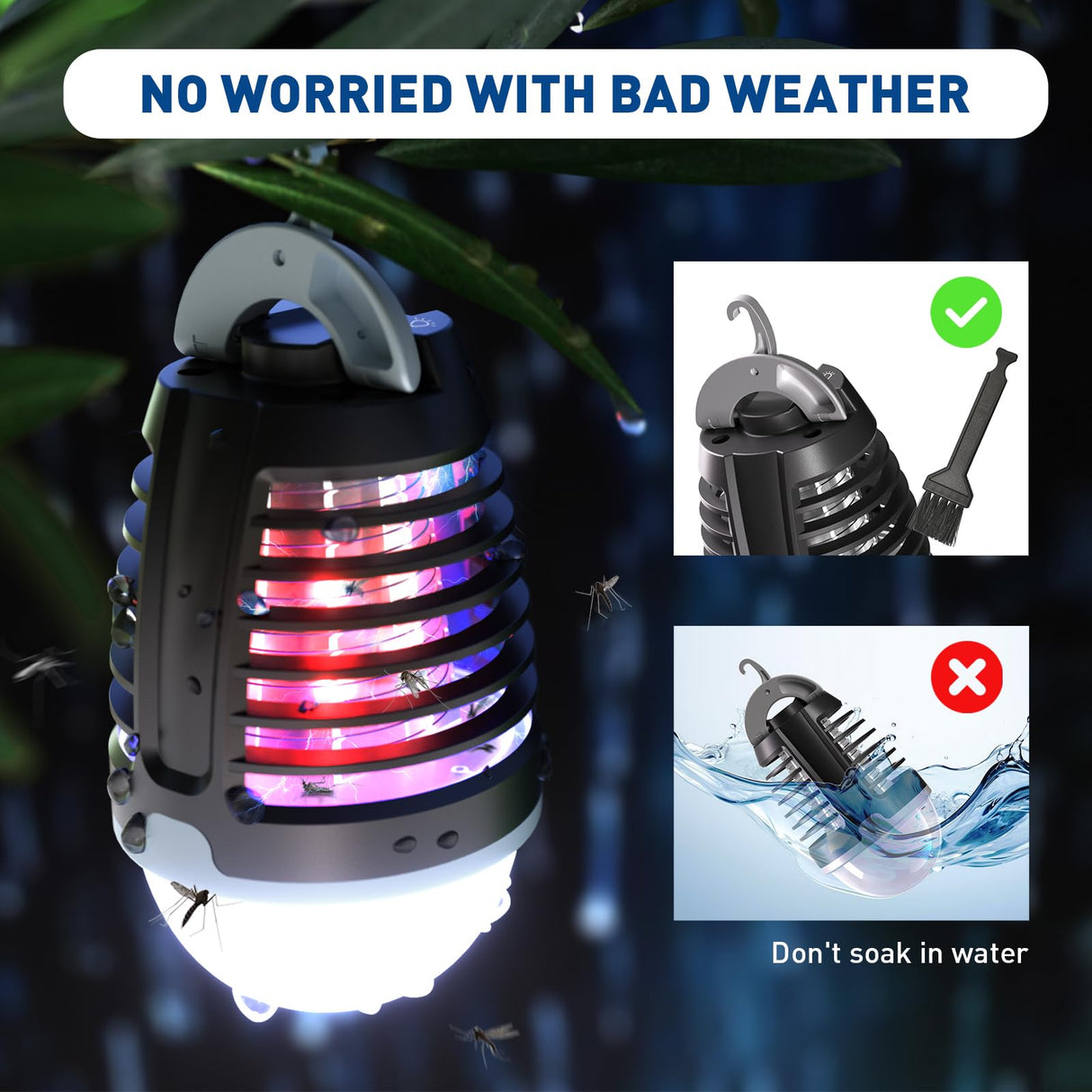 vertmuro Portable Bug Zapper Outdoor Indoor, Electric Mosquito Fly Killer Lamp with Three Lighting Mode, USB Rechargeable Light Bulb Zapper for Camping, Home, Patio (3 Pack)