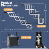 PetRuna Extra Wide Dog Stairs for Large Dogs, Foldable Dog Ramp for Car with Non-Slip Surface, Dogs Stairs for Cars, High Beds, Truck, Supports up to 250 lbs, 4 Steps