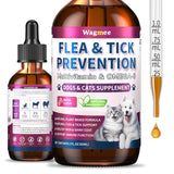 Flea & Tick Prevention for Dog and Cat, Natural Oral Flea & Tick Support Drops with Multivitamin Omega-3 for Pets - Supports Healthy Skin & Coat - Flea Herbal Drops All Breeds and Sizes - Bacon