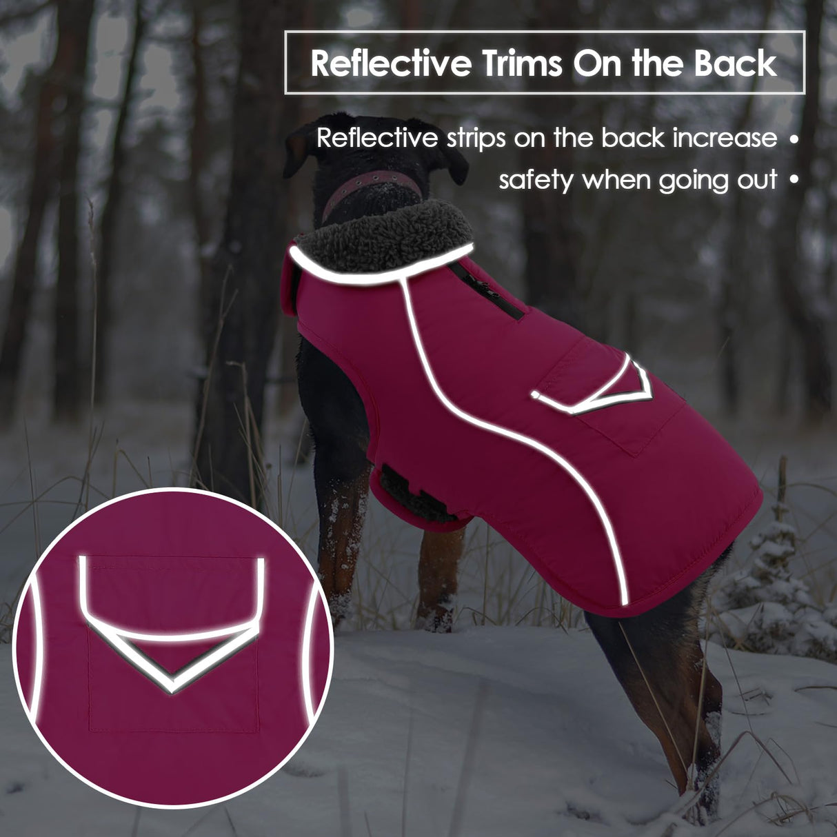 SUNFURA Dog Winter Coat, Medium Dog Coat Jacket with Fleece Lining for Cold Weather, Warm Puffer Jacket Turtleneck Snowsuit with Leash Hole for Jack Russel, Boston Terrier, Hot Pink M