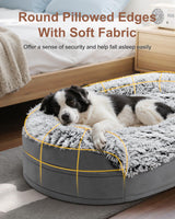 iweepet Dog Beds for Jumbo Dogs, 47.5"x35"x7.6", Removable and Washable Cover, Raised Reboundable Edges, Non Slip Bottom, Extra Big Size, Orthopedic Oval Memory Foam Pet Bedding, Indoor