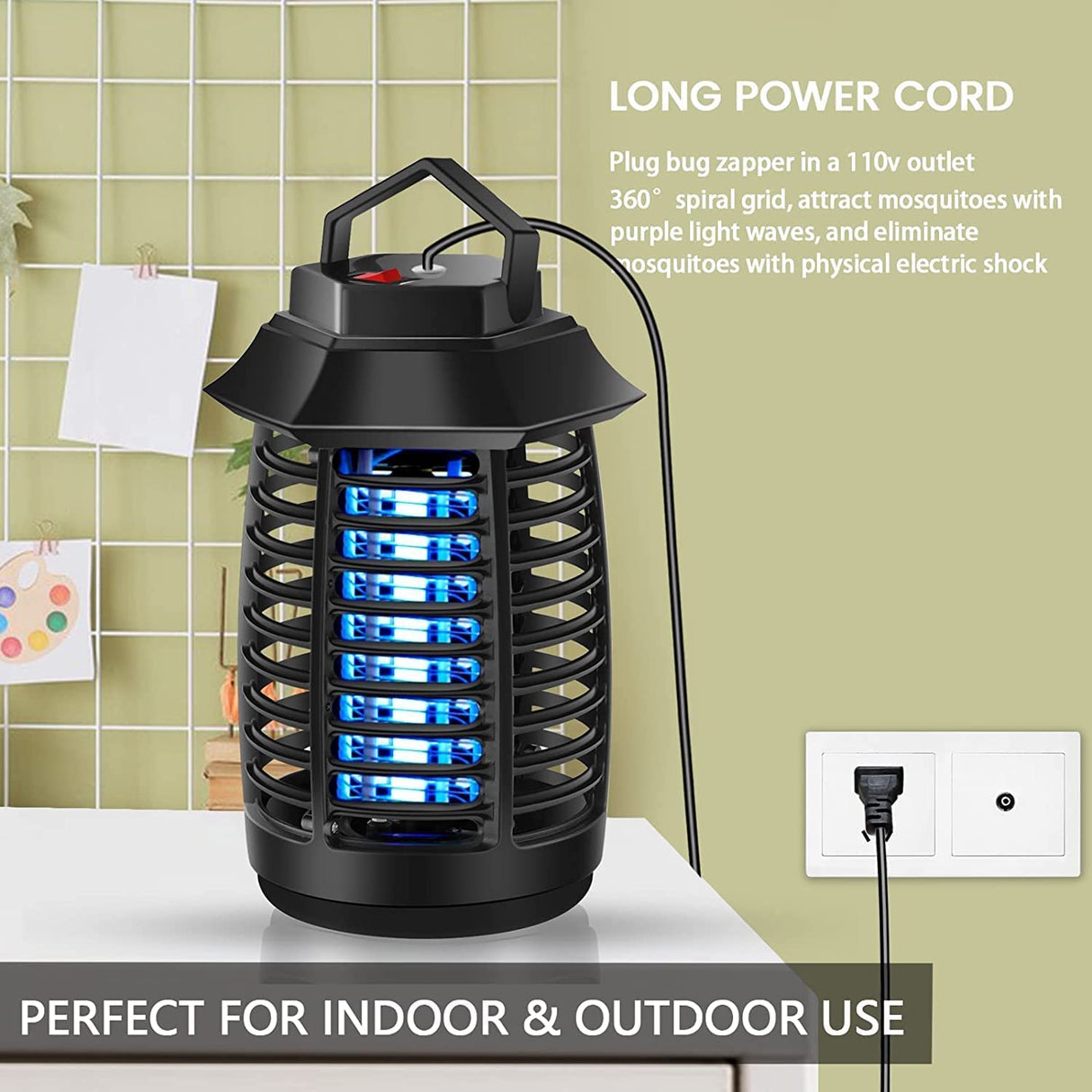 Bug Zapper, Electric Fly Swatter, Mosquito Zapper Outdoor/Indoor, 4200V 20W Waterproof Fly Zapper Mosquito Trap, Mosquito Killer for Home, Patio, Backyard, Insect Fly Zapper (Black)
