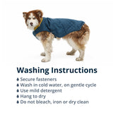 Ruffwear, Stumptown Quilted Dog Jacket, Insulated Water-Resistant Winter Coat with Reflective Trim & Leash Portal, Easy On/Off Buckles, Durable Cold-Weather Layer, River Rock Green, X-Small