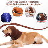 IDOMIK Dog Calming Hoodie,Ear Wraps for Dog to Calm Anxiety,Doggy Ears Head Cover for Noise Protection,Snoods for Pets Grooming Force Drying Fireworks,Pet Hematoma Ear Wrap Headband,Coffee,L