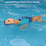 Queenmore Dog Life Jacket Large, Pet Pool Float with Chin Float, Large Dog Life Vest for Swimming, Adjustable Ripstop Pet Life Vest for Water at Pool, Beach, Boating (Blue,XL)