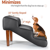 Senneny Black Faux Leather Dog Stairs, for Pets up to 150 lbs, Waterproof, Scratch Resistant Pet Steps/Stairs with High Density Foam and Detachable Wooden Legs, Black, 3 Step