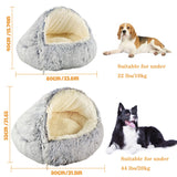 SUOXU Hooded with Supports Dog Bed,Deluxe Plush Dog Cave Bed for Medium Small Dogs Cats Under 22 lbs/10kg, Warming Cozy Soft Faux Fur Donut Pet Bed,Removable Washable Cover and Anti Slip Bottom