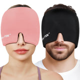 Migraine Relief Gel Ice Head Wrap, Hot and Cold Therapy Headache Relief Hat, Migraine Cap for Puffy Eyes, Headache Eyes Mask for Sinus, Tension and Stress Relief (Black & Blue)