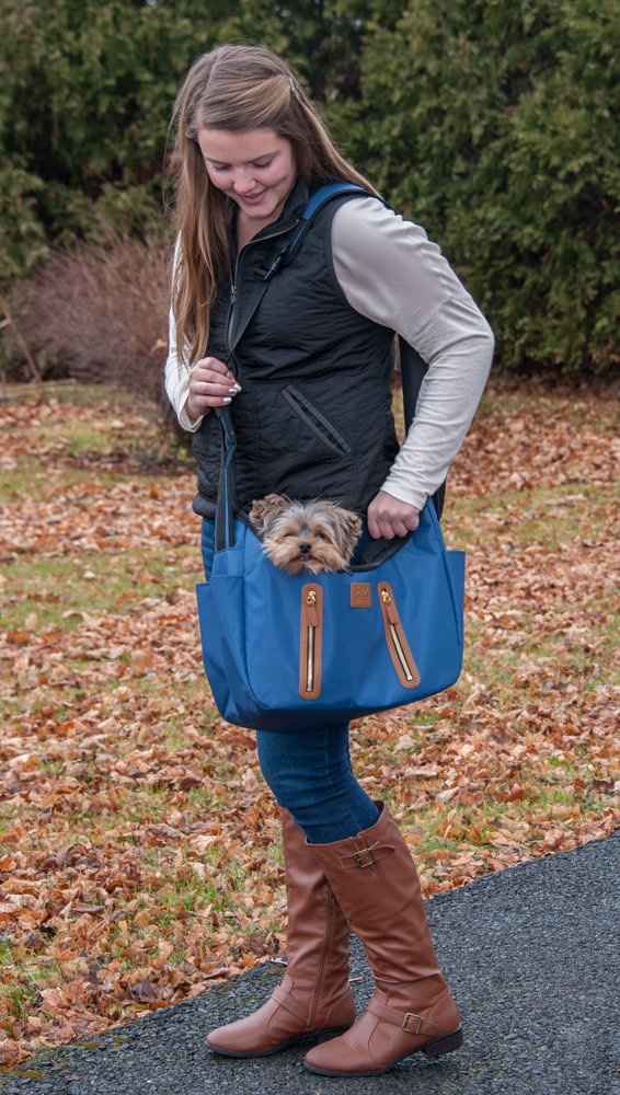 Pet Gear Tote/Sling Carrier for Cats/Dogs, Storage Pocket, Removable Washable Liner, Zippered Top and Mesh Windows, Navy, Sling