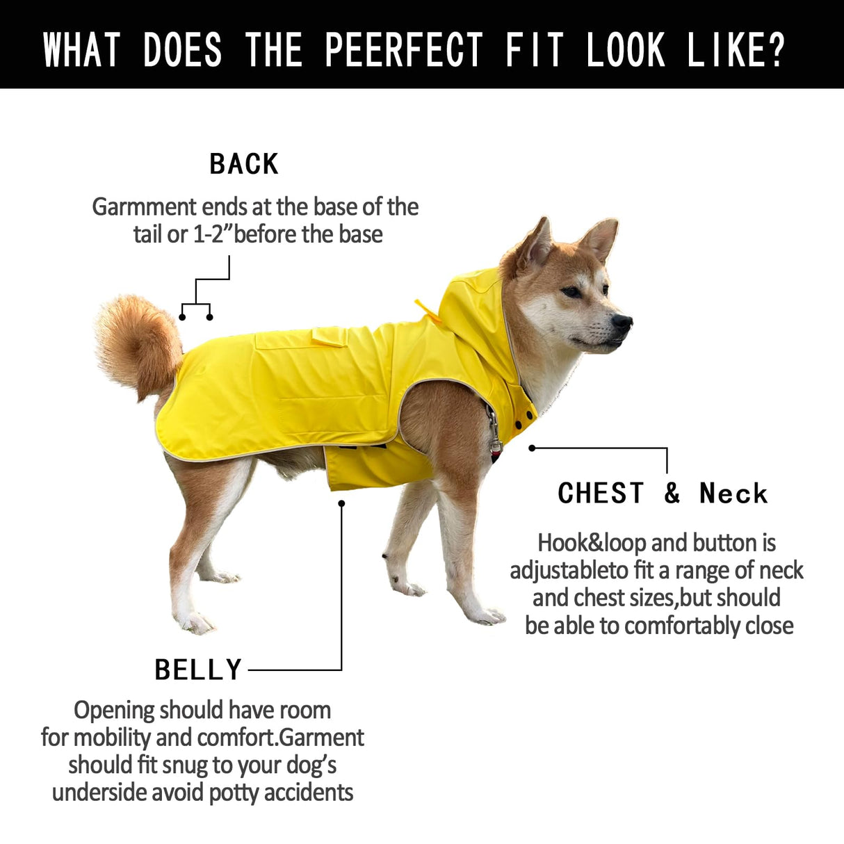 Dog Raincoat Waterproof Reflective Jacket – Lightweight Hooded Poncho with Adjustable Belly Strap & Leash Hole – Rain Slicker Coat for 2XSmall-5XLarge Dogs – Easy to Wear (Yellow X-Small)
