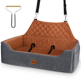 Large Dog Car Seat for Medium/Large Dog Under 55 lbs - Elevated Booster Car Seat for 2 Small Dogs,Removable and Washable,Filling Memory Foam with Safety Leashs and 2 Pockets