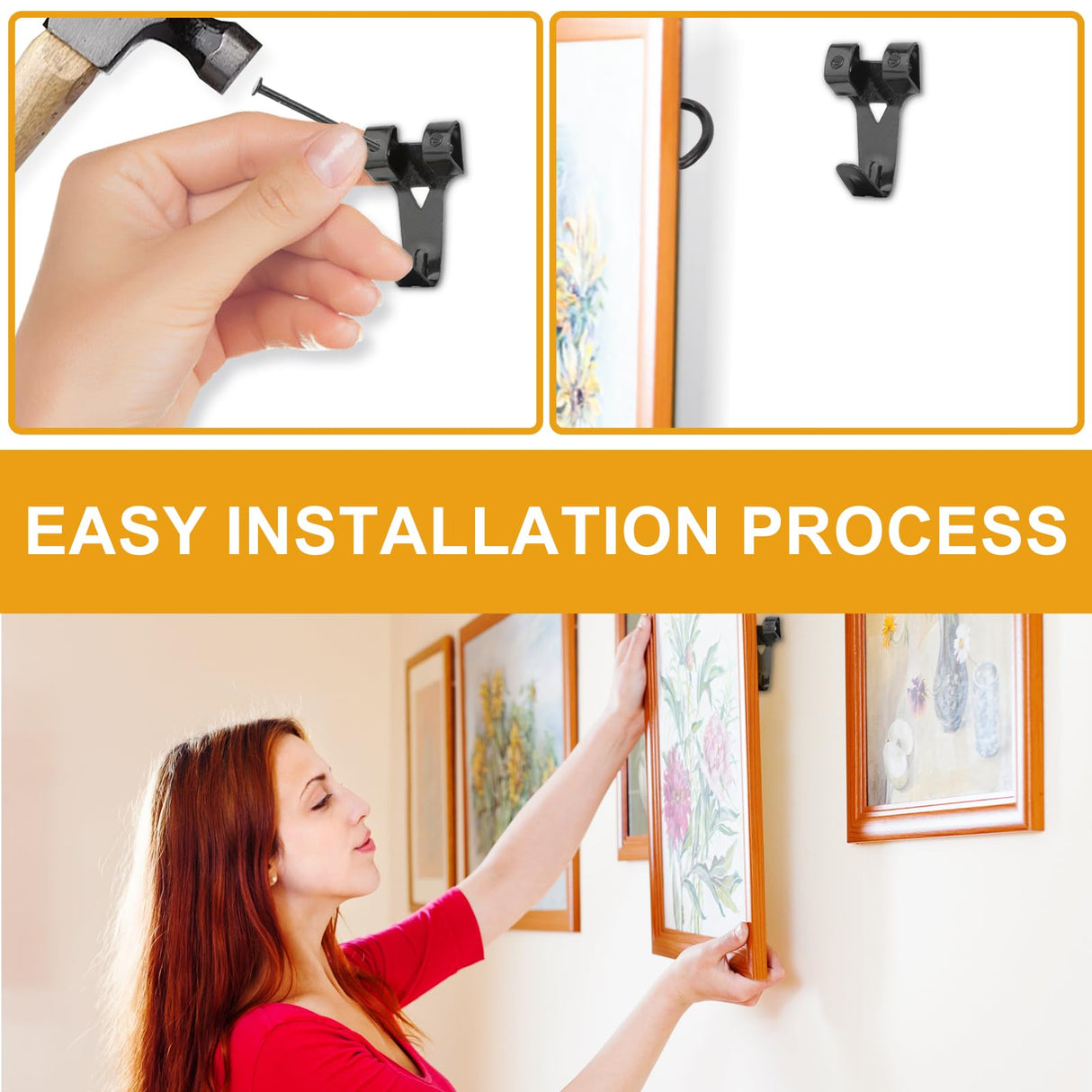 KURUI Picture Hangers, 385Pcs Picture Hanging Kit with Heavy Duty Picture Hanging Hooks, Sawtooth, Hardware Nails and Picture Hanging Tool, Wall Hangers for Frame, Painting, Art, Photo (Black)