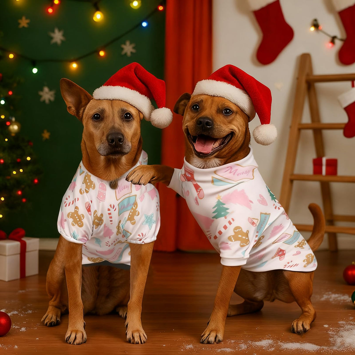 Christmas Dog Costume Hoodie for Large Dogs - Soft Pet Christmas Costumes Xmas Outfit with Leash Hole & Pocket, Funny Dog Clothes for Medium to Large Breed Boy/Girl-L