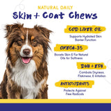 PupGrade Skin & Coat Soft Chew Supplement for Dogs – Supports Healthy Skin, Coat, and Immune Function - Rich in Natural Fish Oil, Omega Fatty Acids, and Vitamins – 60 Soft Chews