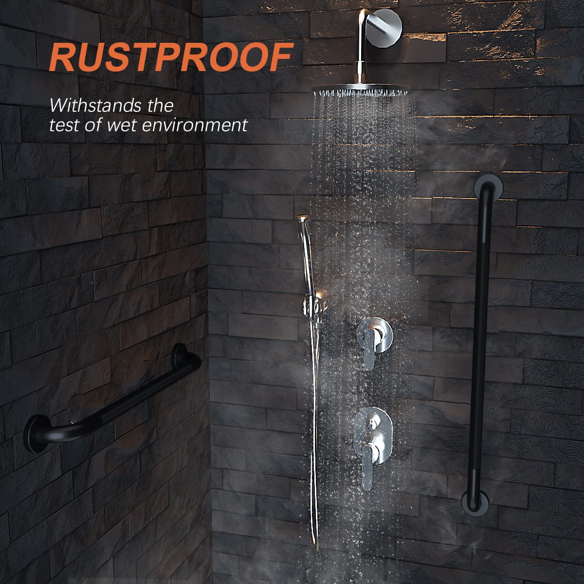 Satin Brushed Nickel Shower Grab Bars 20 Inch w/Anti-Slip knurled Grip, iMomwee Stainless Steel Wall Mount Bathroom Safety Balance Handrail, Handicap Elderly Senior Assist Textured Grab Bar Handle